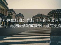 黑料网像校准：先校时间窗有没有写起止，再把段落写成提纲（读完更稳）